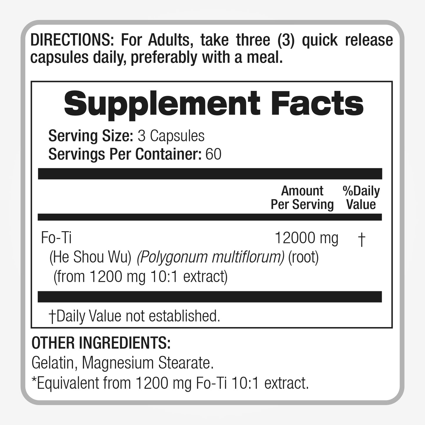 FITO MEDIC'S He Shou Wu Fo Ti Capsules 180 Capsules