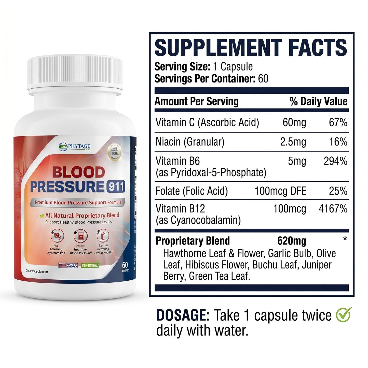 Phytage Labs Blood Pressure 911 Capsule 1 Count