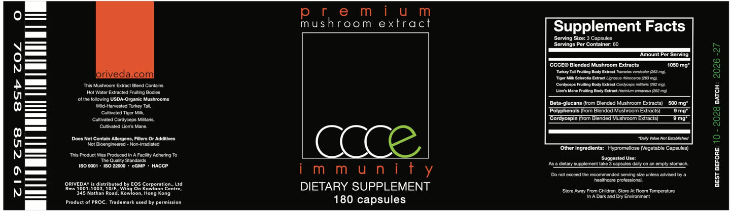 ORIVeDA CCCE® HomeoStasis Formula (Blended Mushroom Extracts) Capsules 180