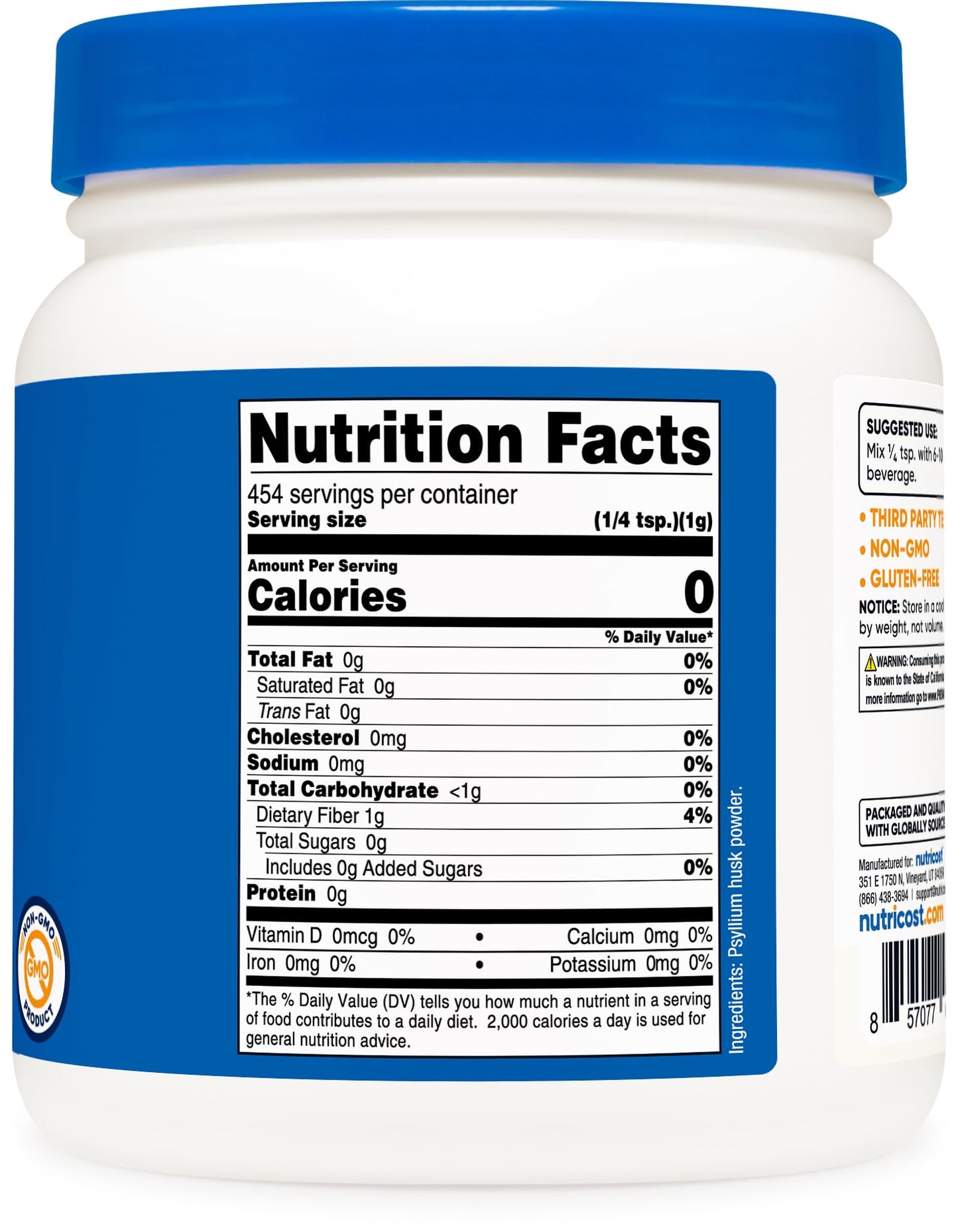Nutricost Psyllium Husk Ground Powder, 16 oz