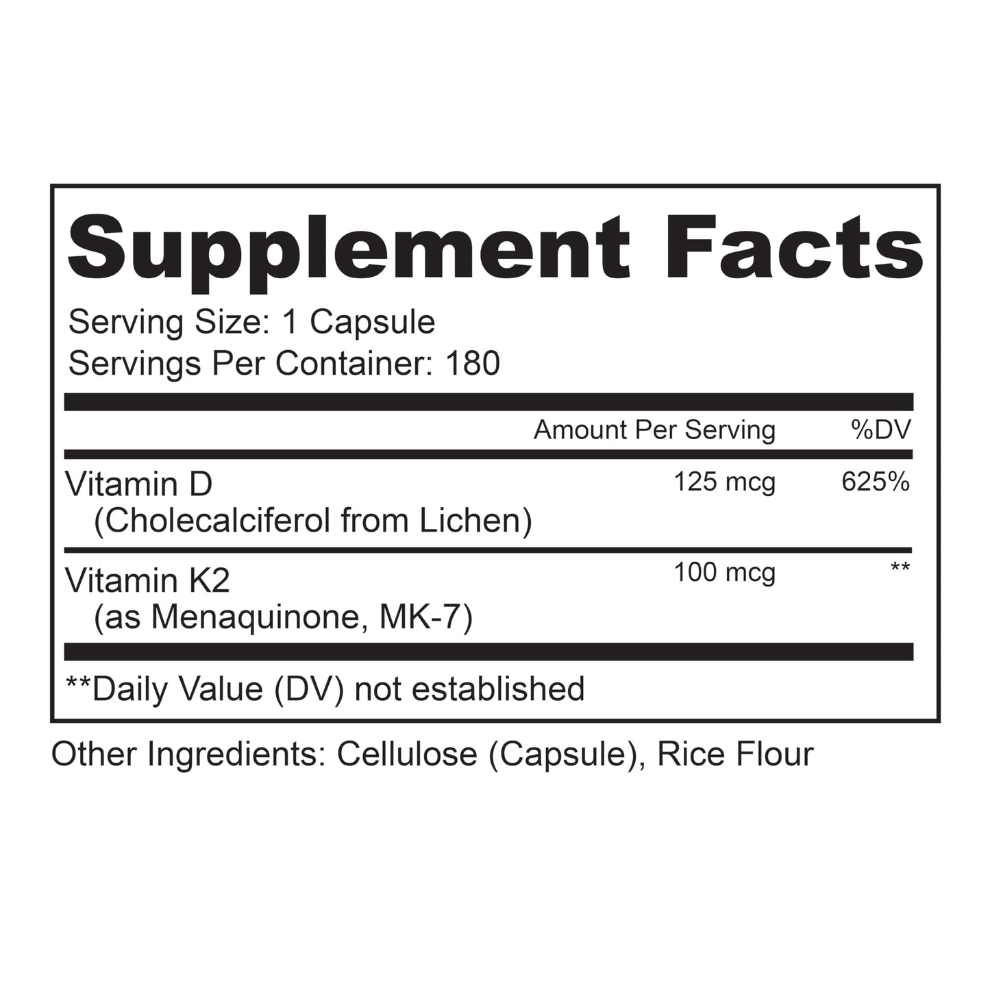 LIVELY VITAMIN CO Vitamin D3 5000 IU with MK7 Capsule, 180 Count