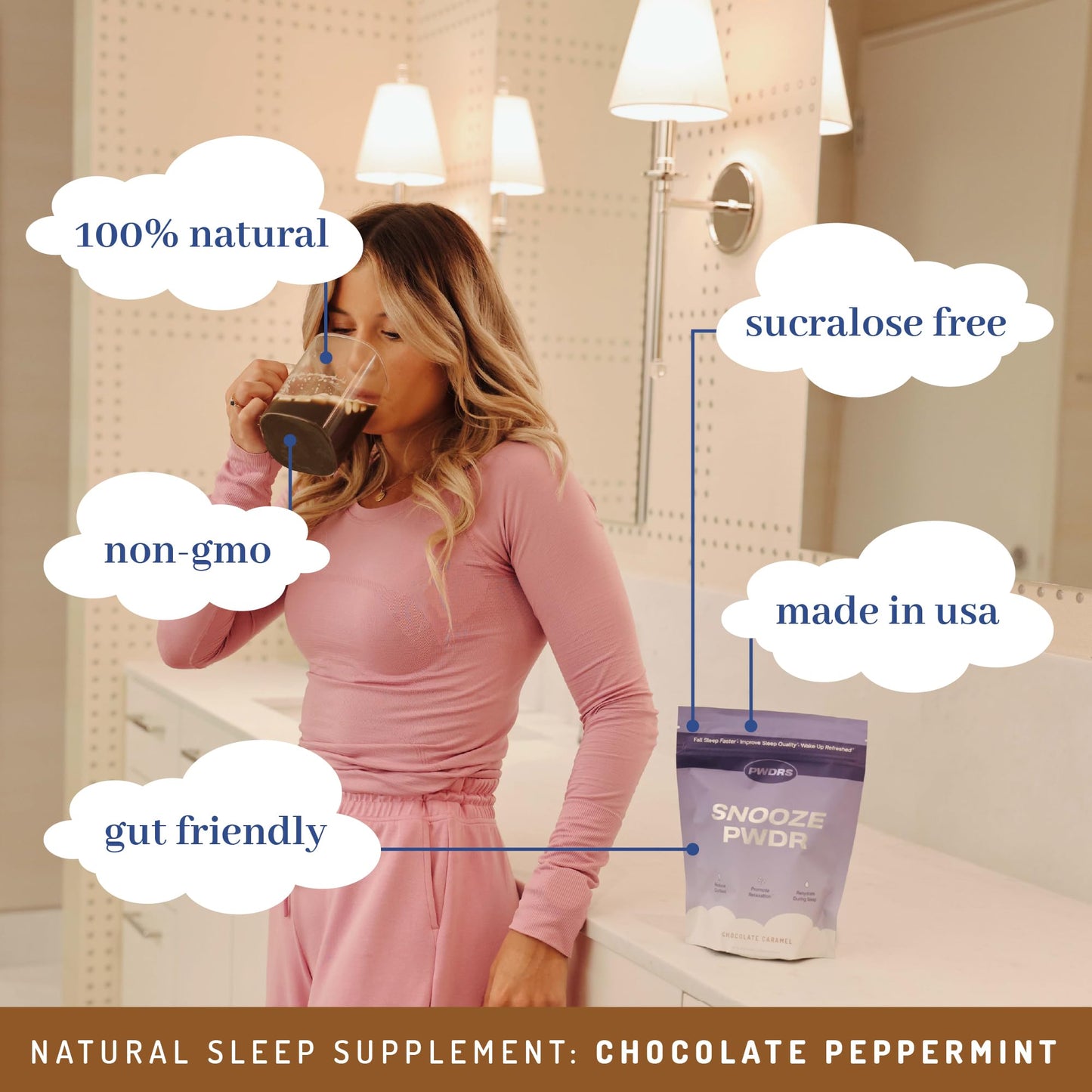 PWDRS Snooze Sleepy Time Hot Chocolate Powder, 8.61 oz
