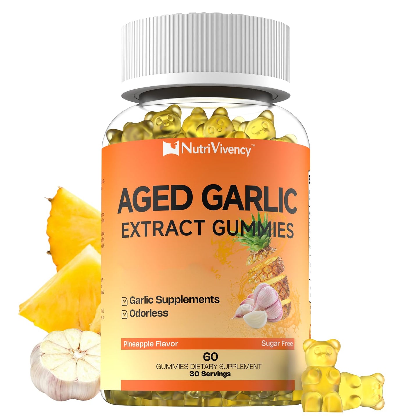 NutriVivency Aged Garlic Extract Gummies 60 Count