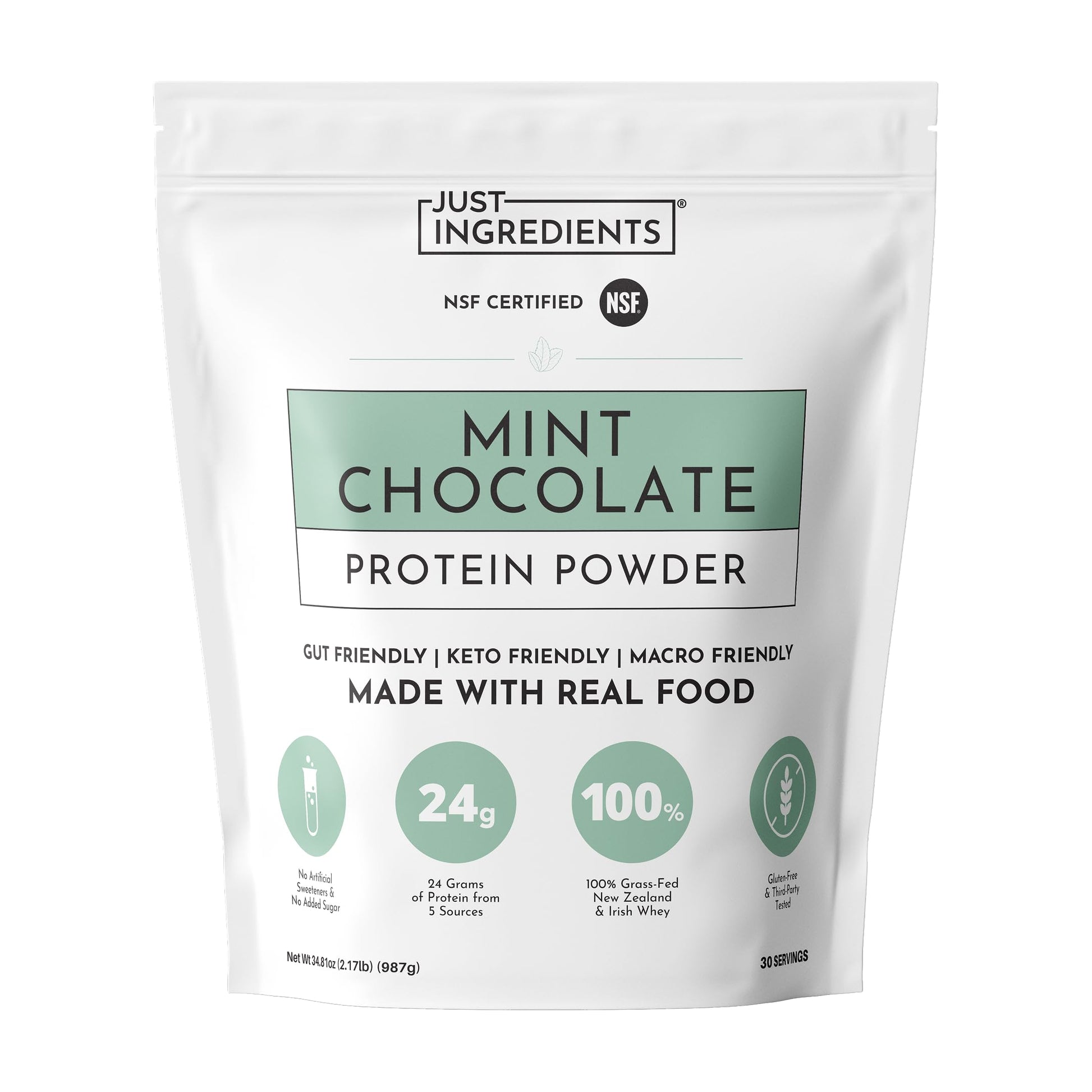 JUST INGREDIENTS Mint Chocolate Protein Powder Blend Bag 23 Count