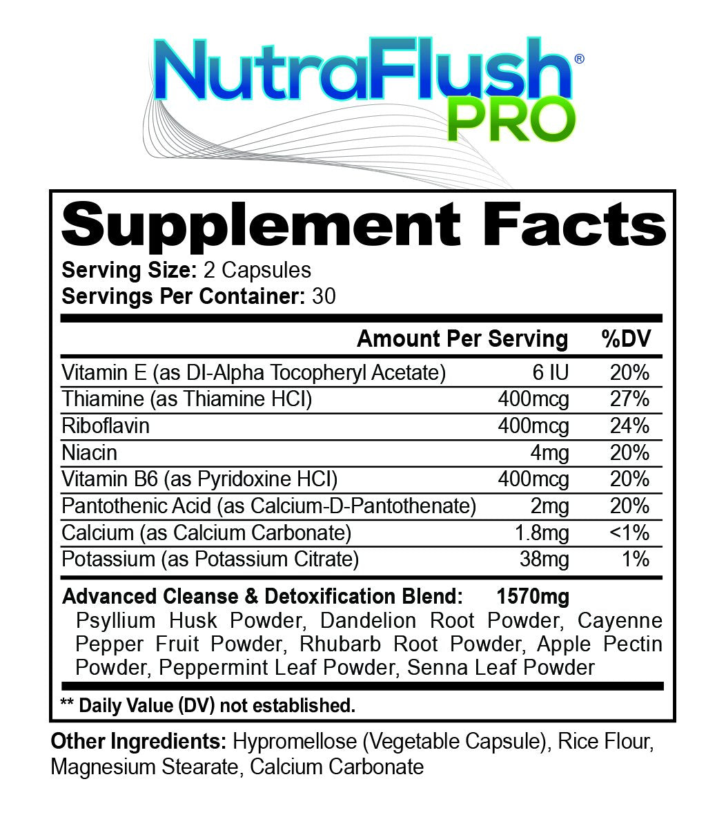 Nutraflush Pro Complete Colon Cleanser and Full Body Detox Cleanse Supplement Capsule 60 Capsules
