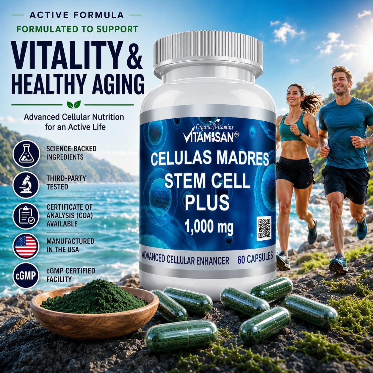 VITAMISAN Celulas Madres Blue Green Algae AFA Capsules 360