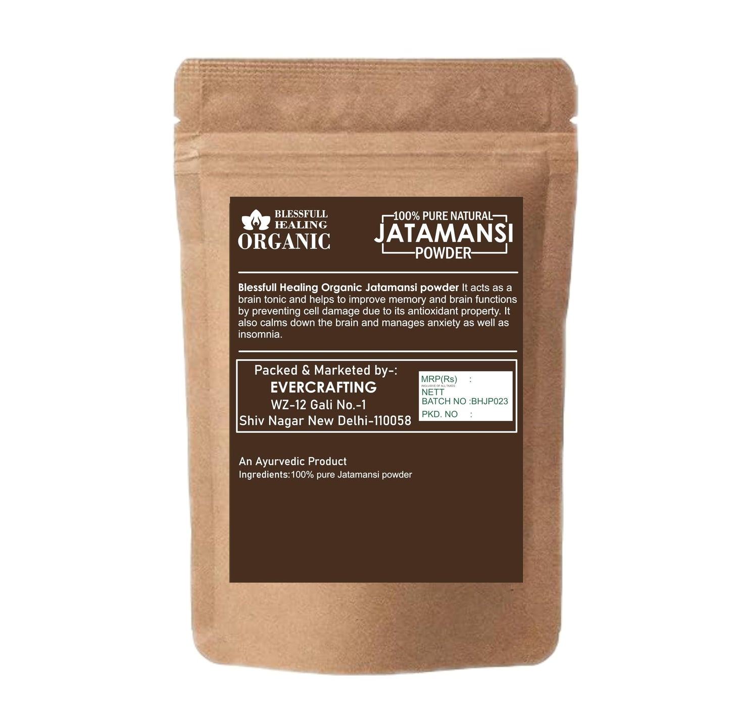 Blessfull Healing Organic Jatamansi Powder, 200 Grams (2 x 100 g)