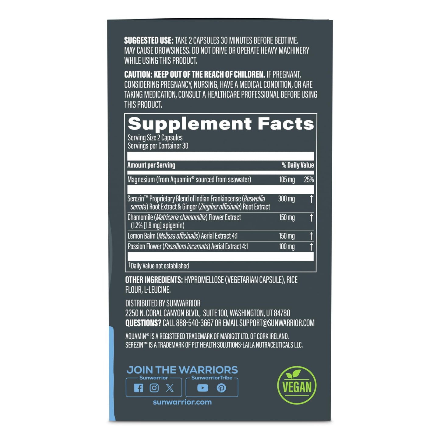 Sunwarrior Sleep Support & Restore Capsules, 60 Count