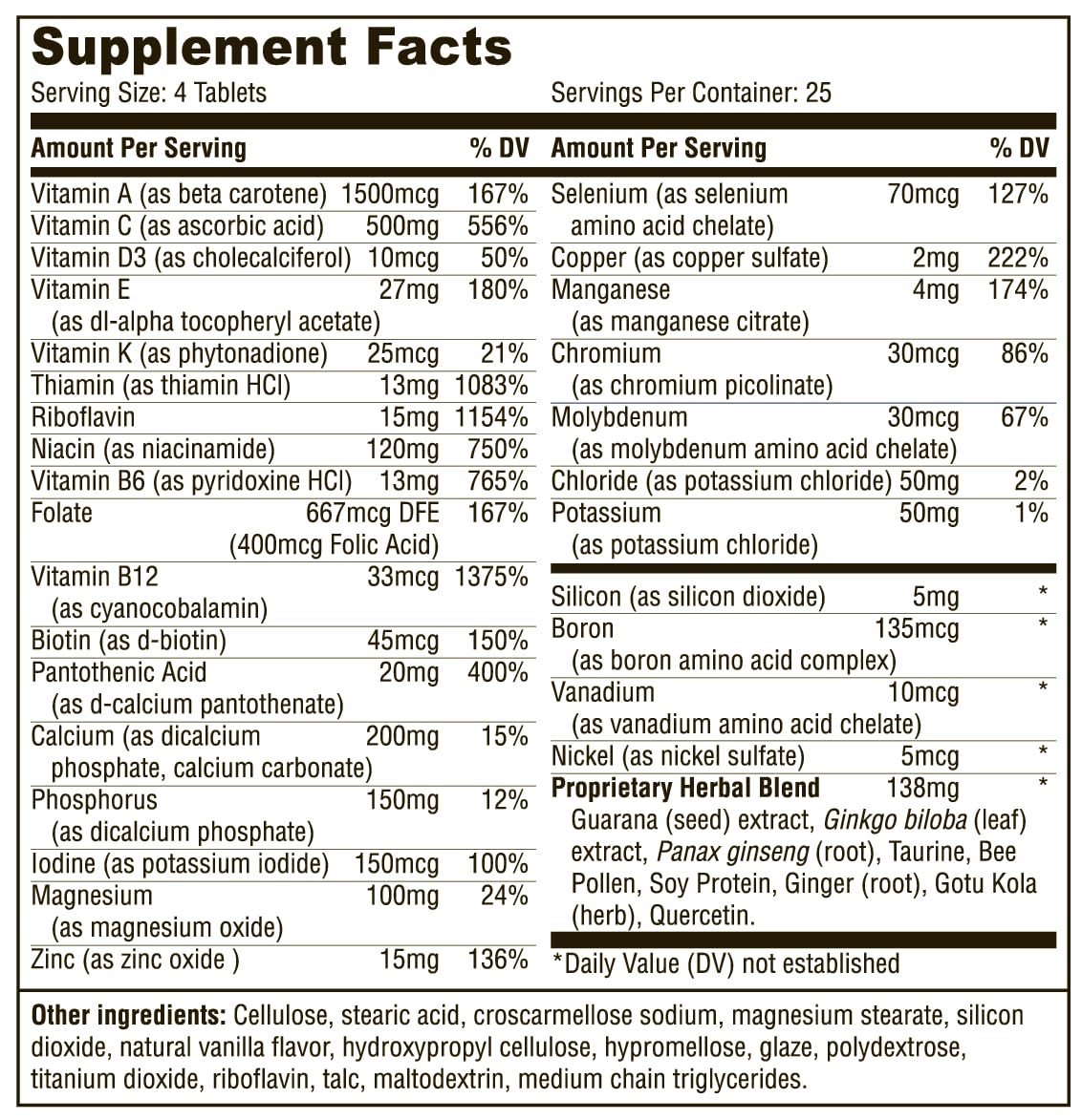 Vitalert Energy Multivitamin Tablets 100