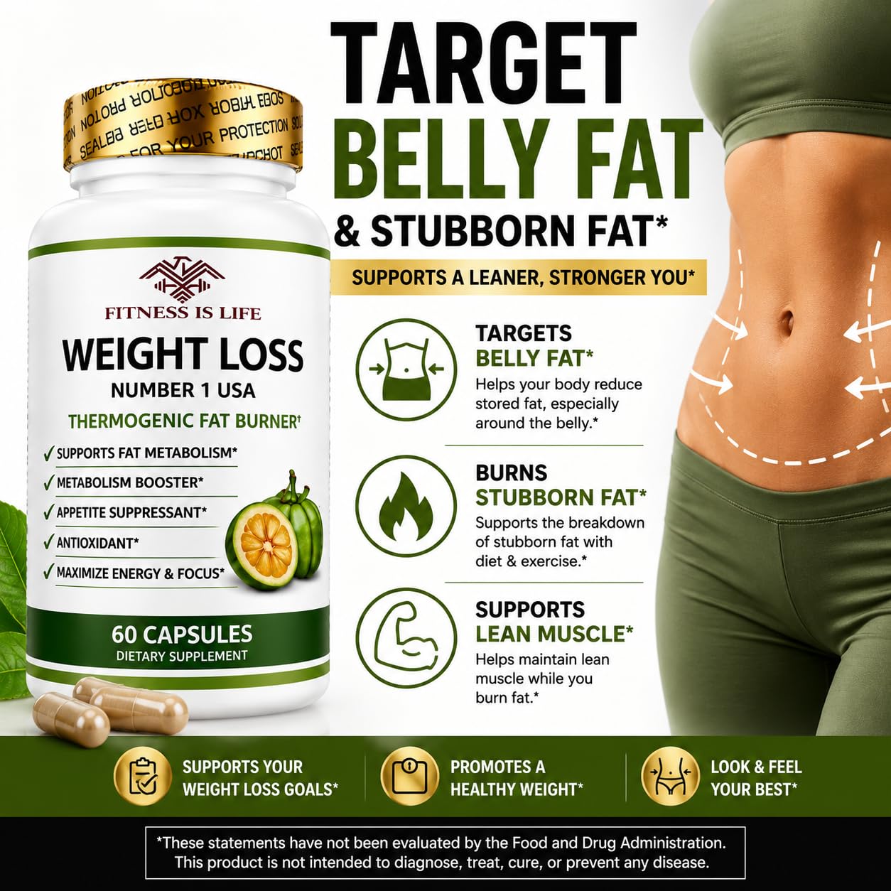 Fitness is Life Weight Loss Pills for Women & Men 60 Capsules