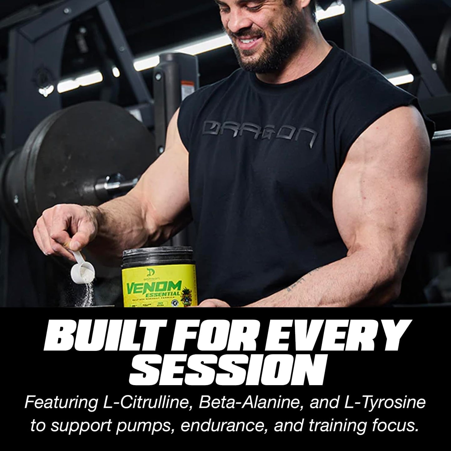 DRAGON PHARMA Pre Workout Powder Venom Essential Strawberry Kiwi 15.97 Ounce