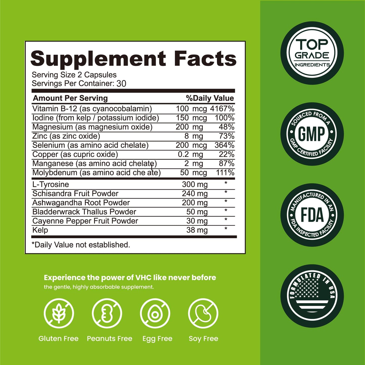 VHC Thyroid Support Supplement for Women & Men Capsule 60 Count