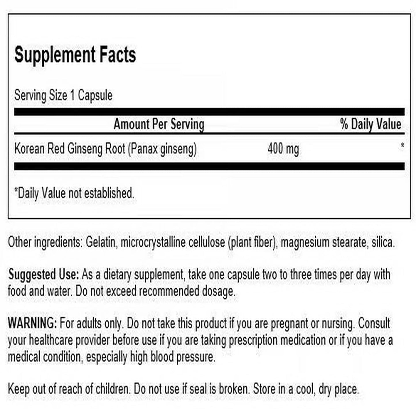 Swanson Full-Spectrum Korean Red Ginseng Root 400 mg Capsules 180