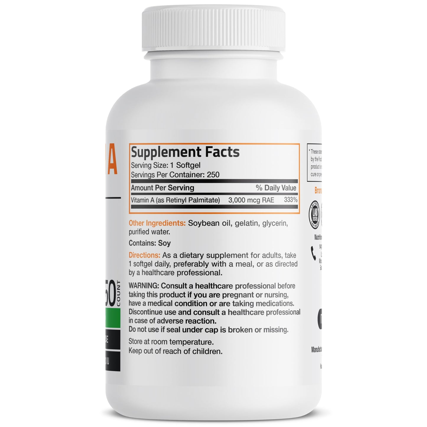 Bronson Vitamin A 10,000 IU Healthy Vision and Immune Support, 250 Softgels