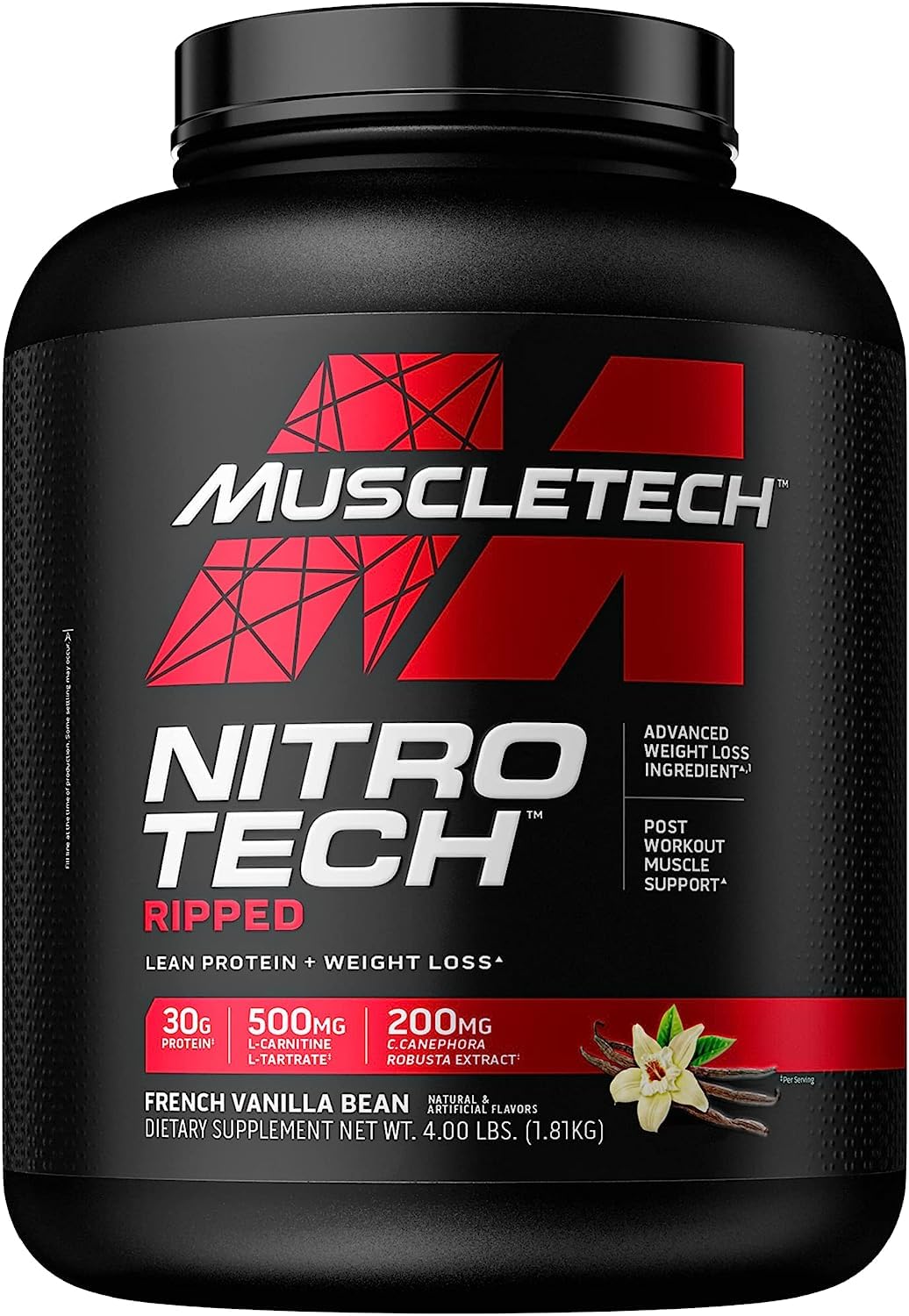 MuscleTech Nitro-Tech Ripped Lean Whey Protein Powder Isolate & Platinum Multivitamin 90 Count