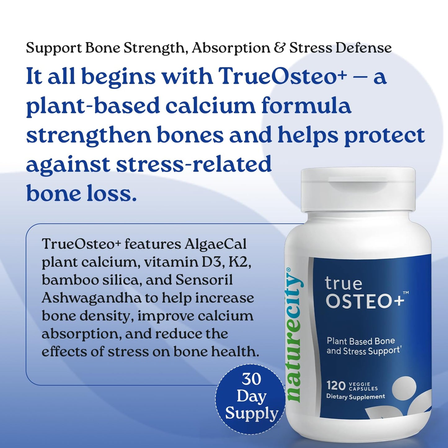 NatureCity True-Osteo Plus Bone Support with Ashwagandha Capsule 120 Count
