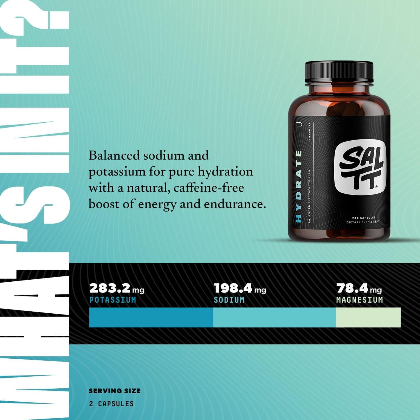 SALTT Hydrate Electrolytes Capsules, 240 Count