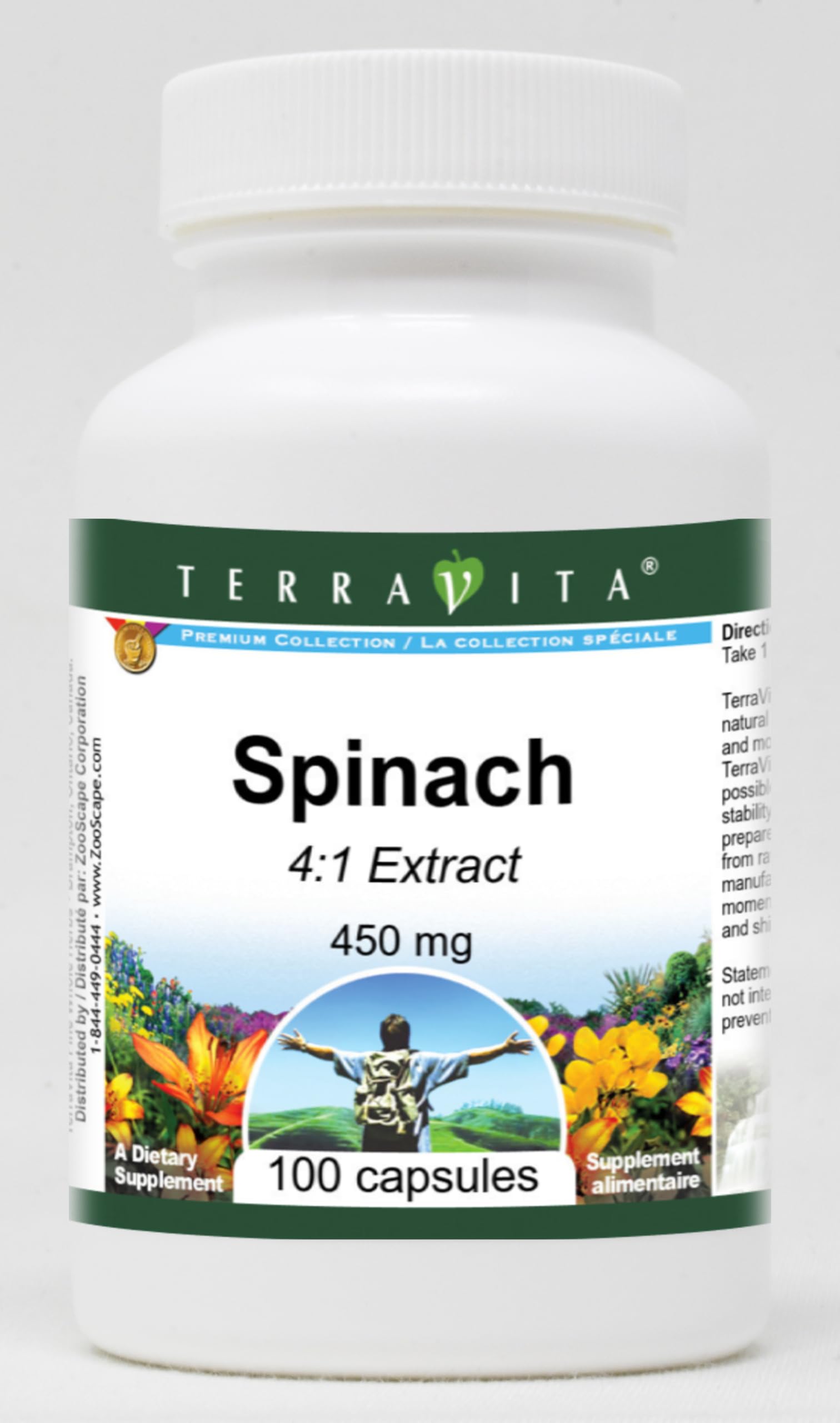 Terravita Spinach 4:1 Extract - 450 mg Capsule, 100 Capsules