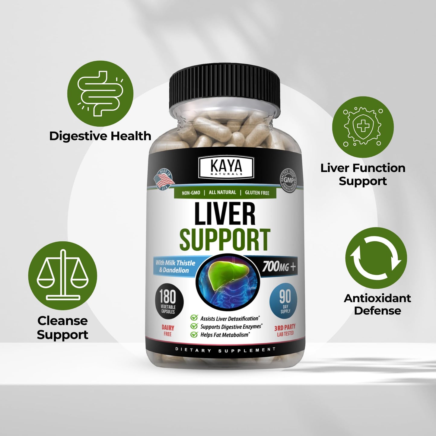 Kaya Naturals Liver Support Capsules 180 Count