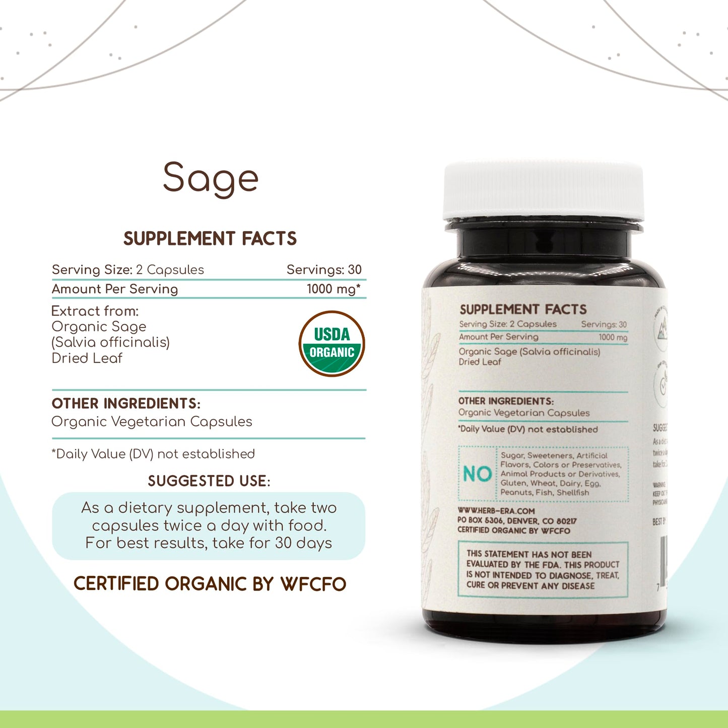 HerbEra Sage USDA Organic 60 Capsules
