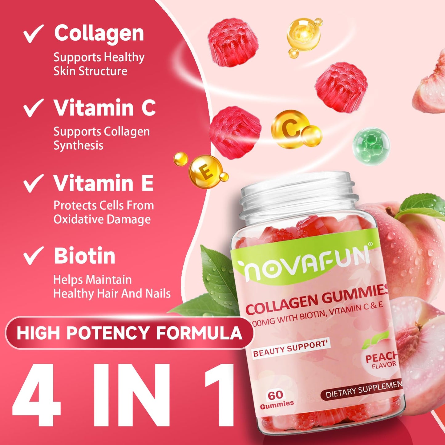 Novafun Collagen Gummies 300mg, 60 Gummies
