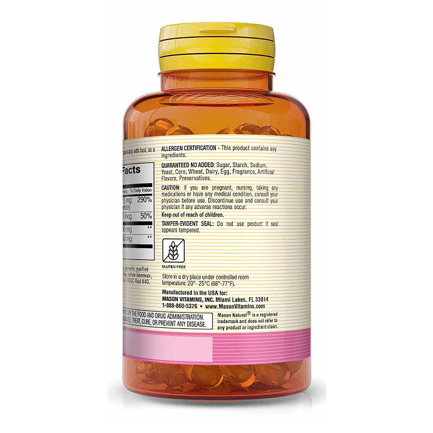 Mason Lecithin with Kelp, Vitamin B6 & Apple Cider Vinegar Dual Action Formula Softgels, 200 Count