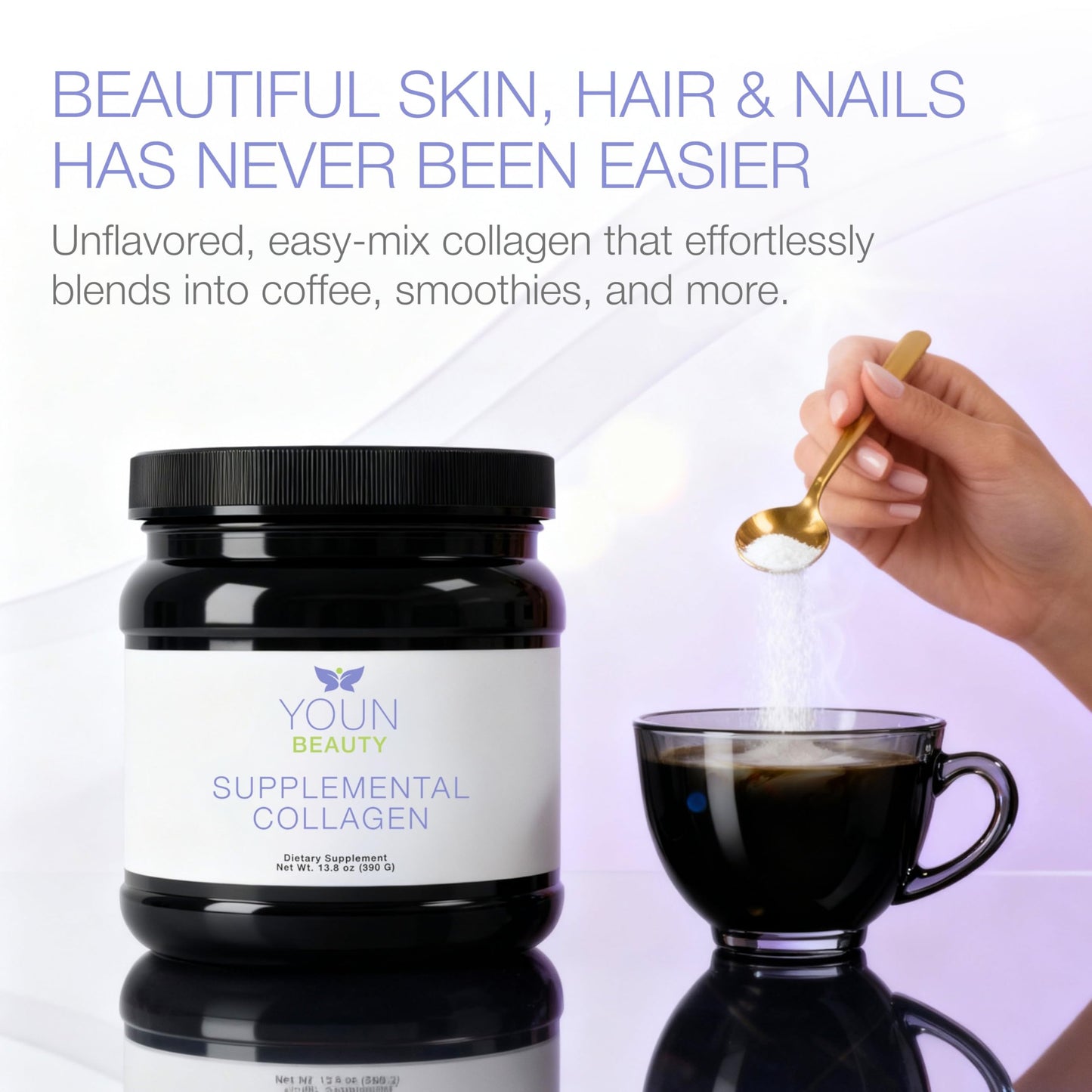 YOUN Beauty Supplemental Collagen Powder, 13.8 oz