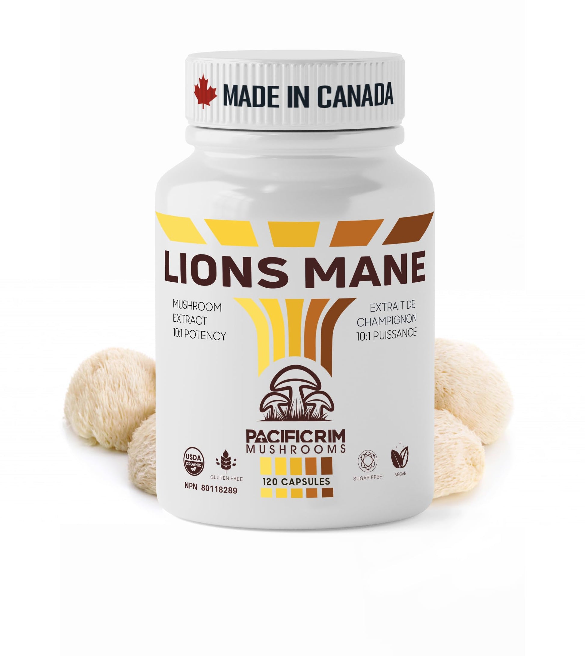 Pacific Rim Mushrooms Lion’s Mane Mushroom Extract Capsules 120 Count