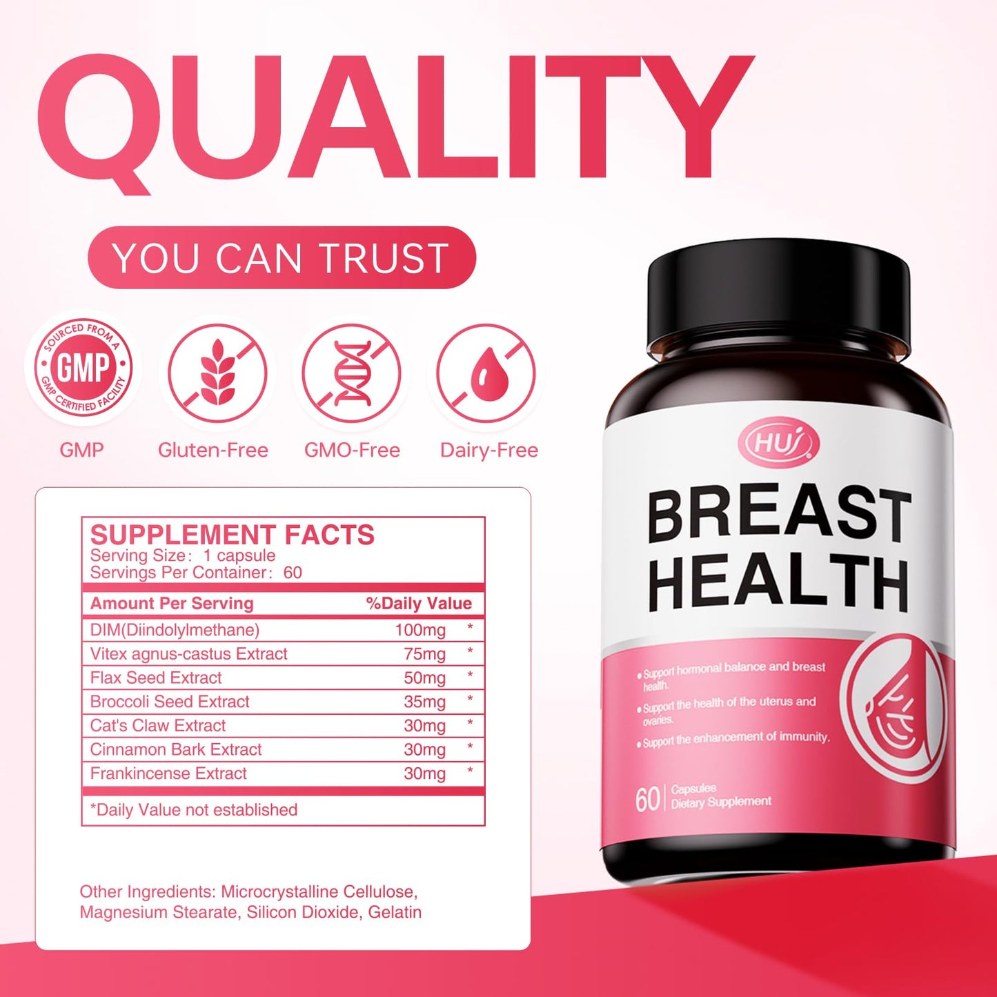 HUJ Breast Health DIM Supplement Capsule, 60 Capsules