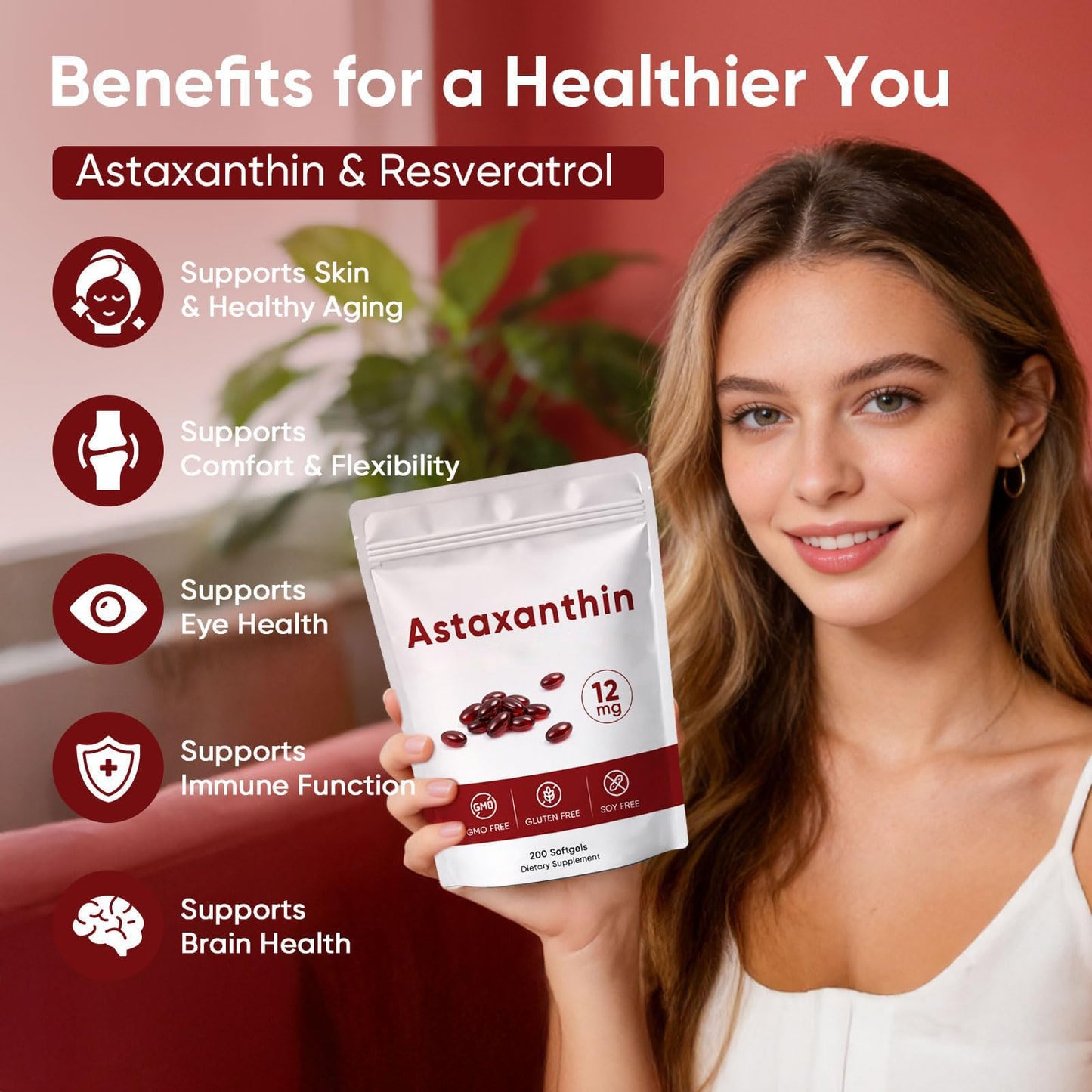 Awjsde Astaxanthin 12mg Softgels, 1 Count