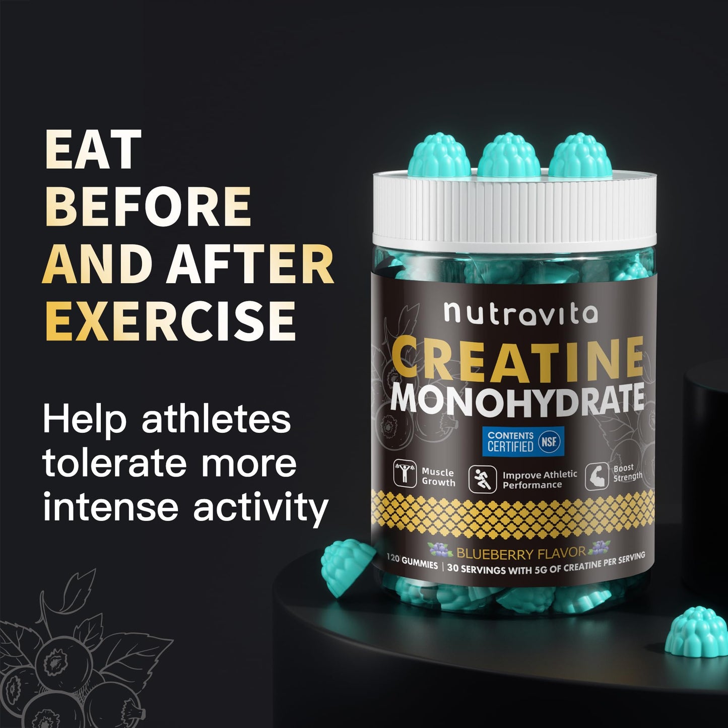 Nutravita Creatine Monohydrate Gummies 120 Count