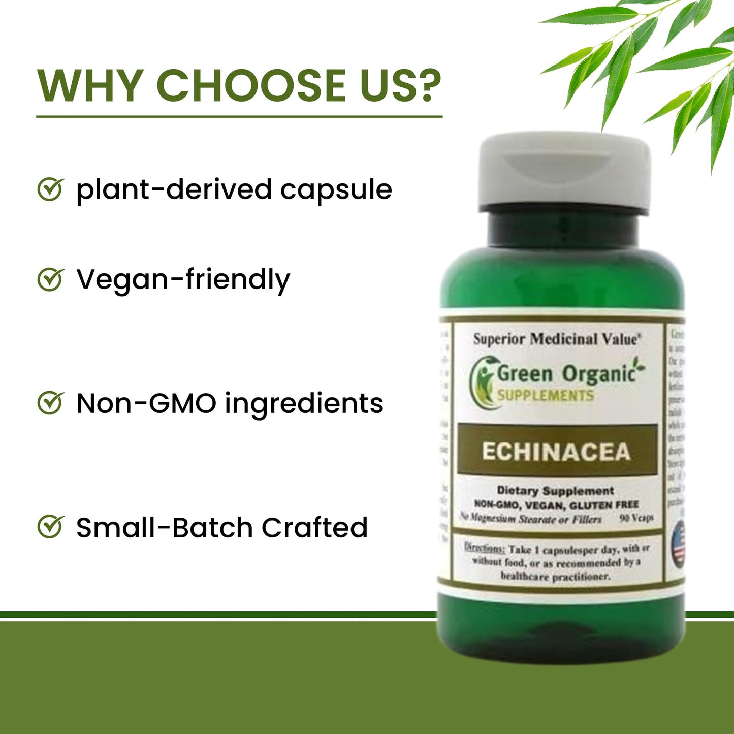 Green Organic Supplements Echinacea Angustifolia 90 Capsules