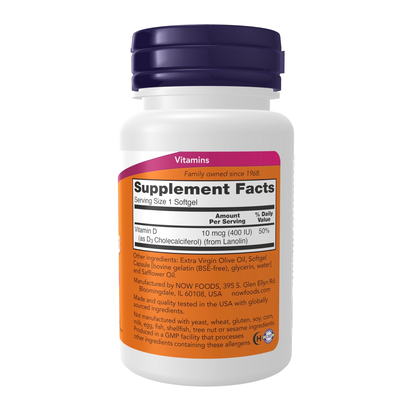 NOW Foods Vitamin D-3 400IU Softgel 540