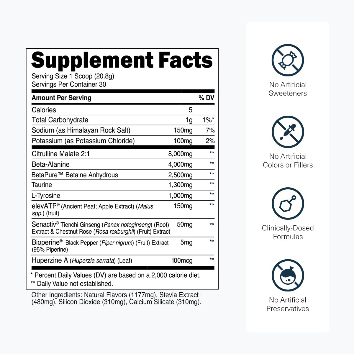 Transparent Labs Stim-Free Pre-Workout Powder, 30 Servings