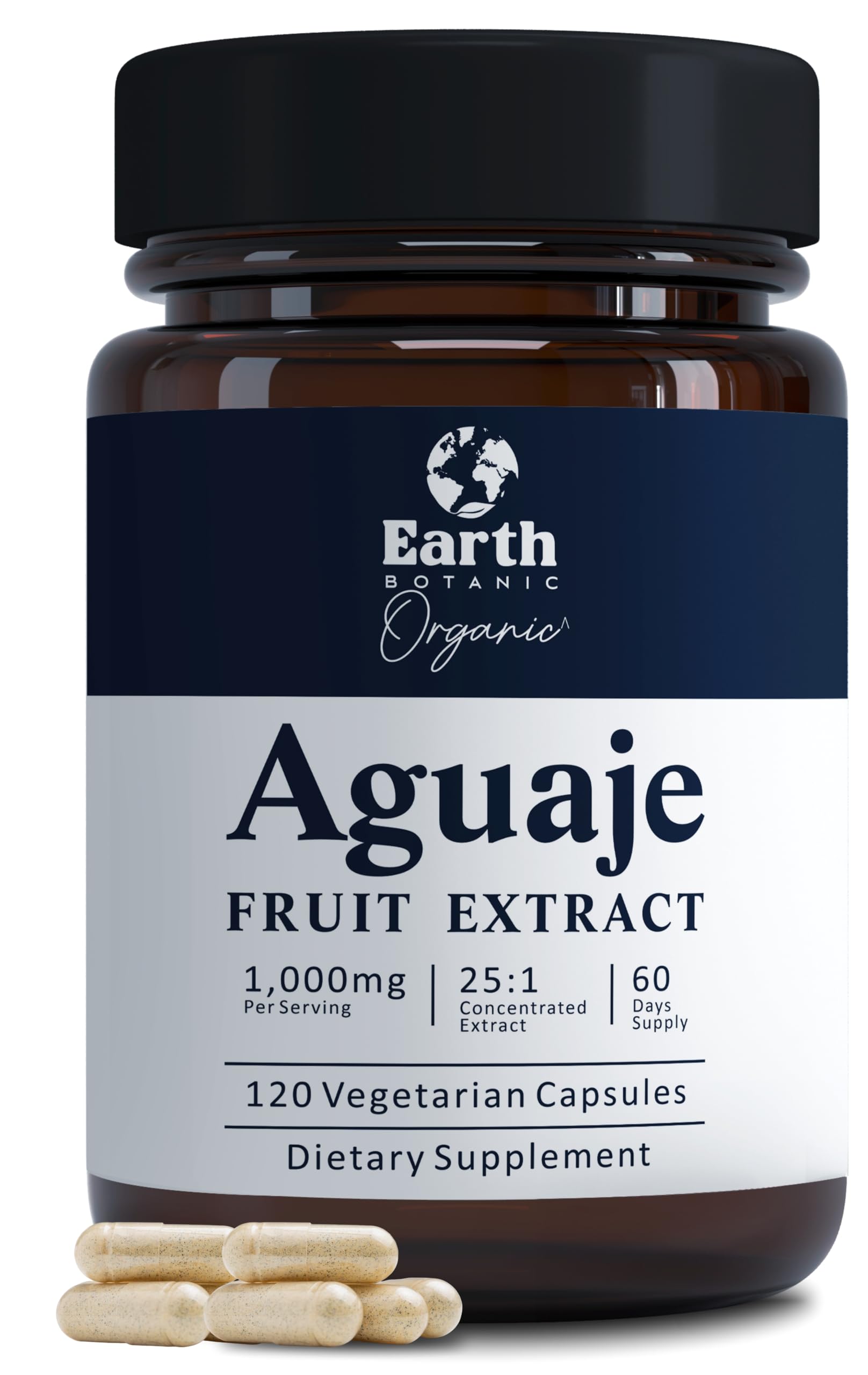 Earth BOTANIC Organic Aguaje Fruit Extract Capsules 120 Count