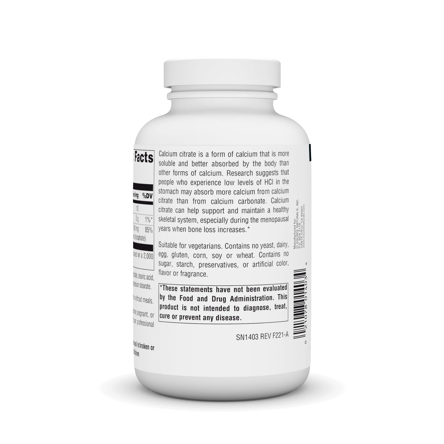 Source Naturals Calcium Citrate 1,000 mg Tablets, 180 Count