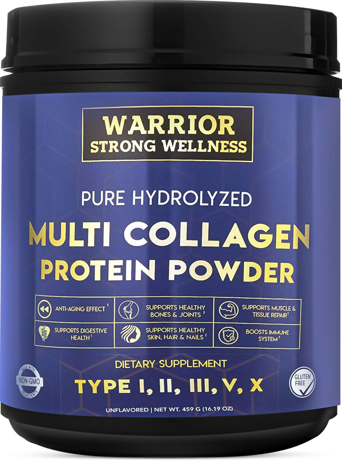 Warrior Strong Wellness Pure Hydrolyzed Multi Collagen Protein Powder, 1.01 Pound