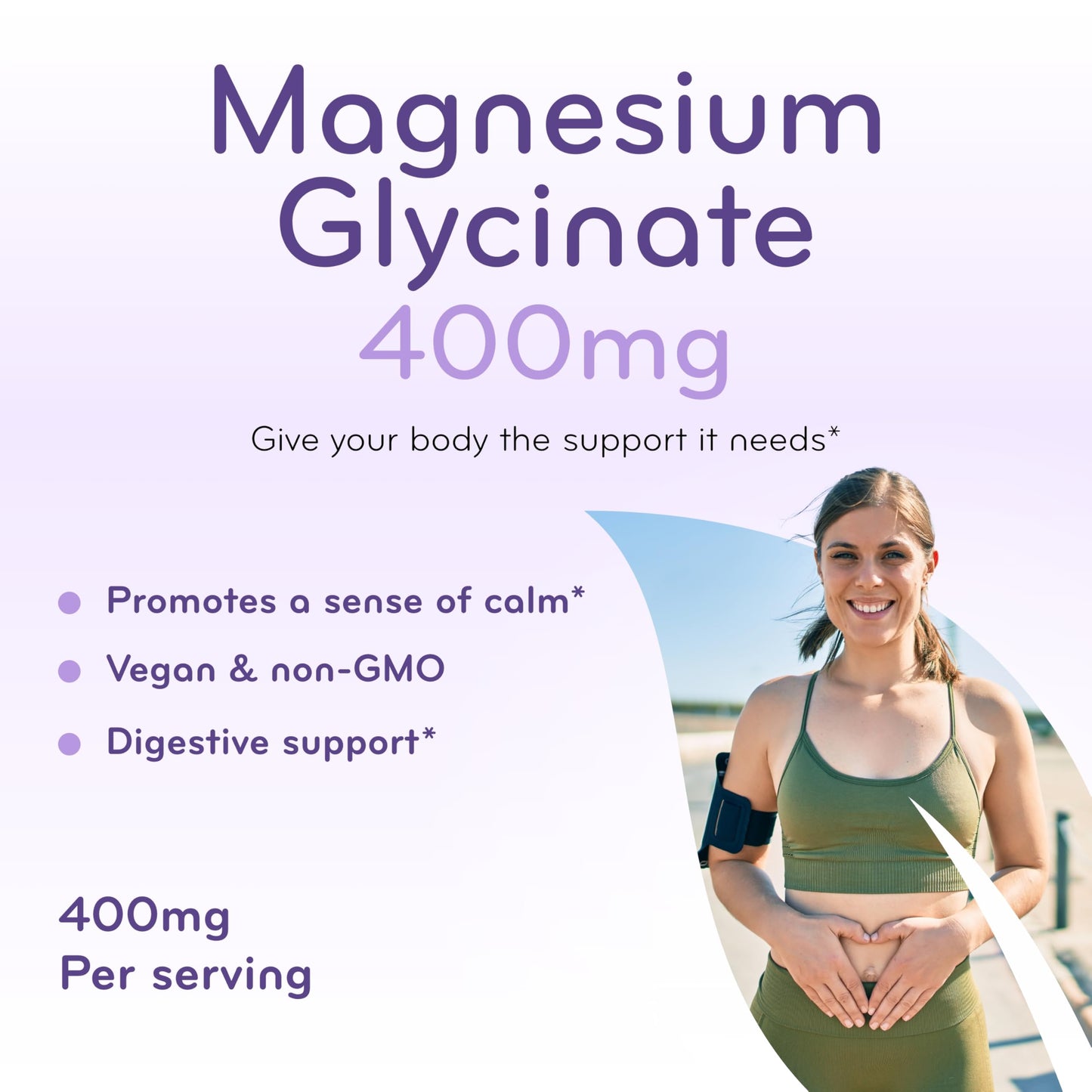 Clear Formulas Magnesium Glycinate 400mg Tablets, High Absorption, 180 Tablets