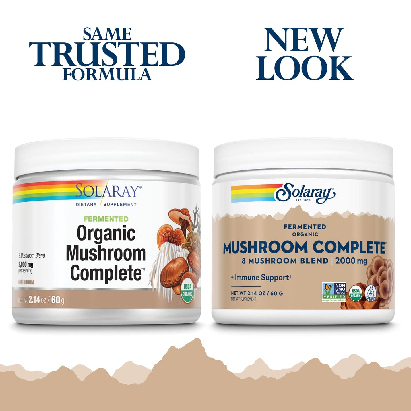 SOLARAY Fermented Organic Mushroom Complete Powder - 8 Mushroom Blend, 2000 mg per Serving, 2.14 oz