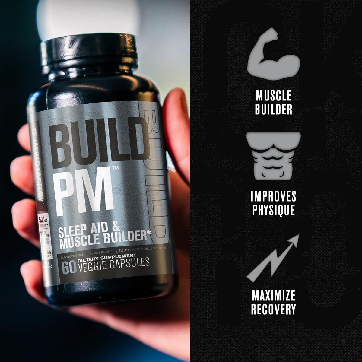 Jacked Factory Build PM Night Time Muscle Builder & Sleep Aid 60 Capsules
