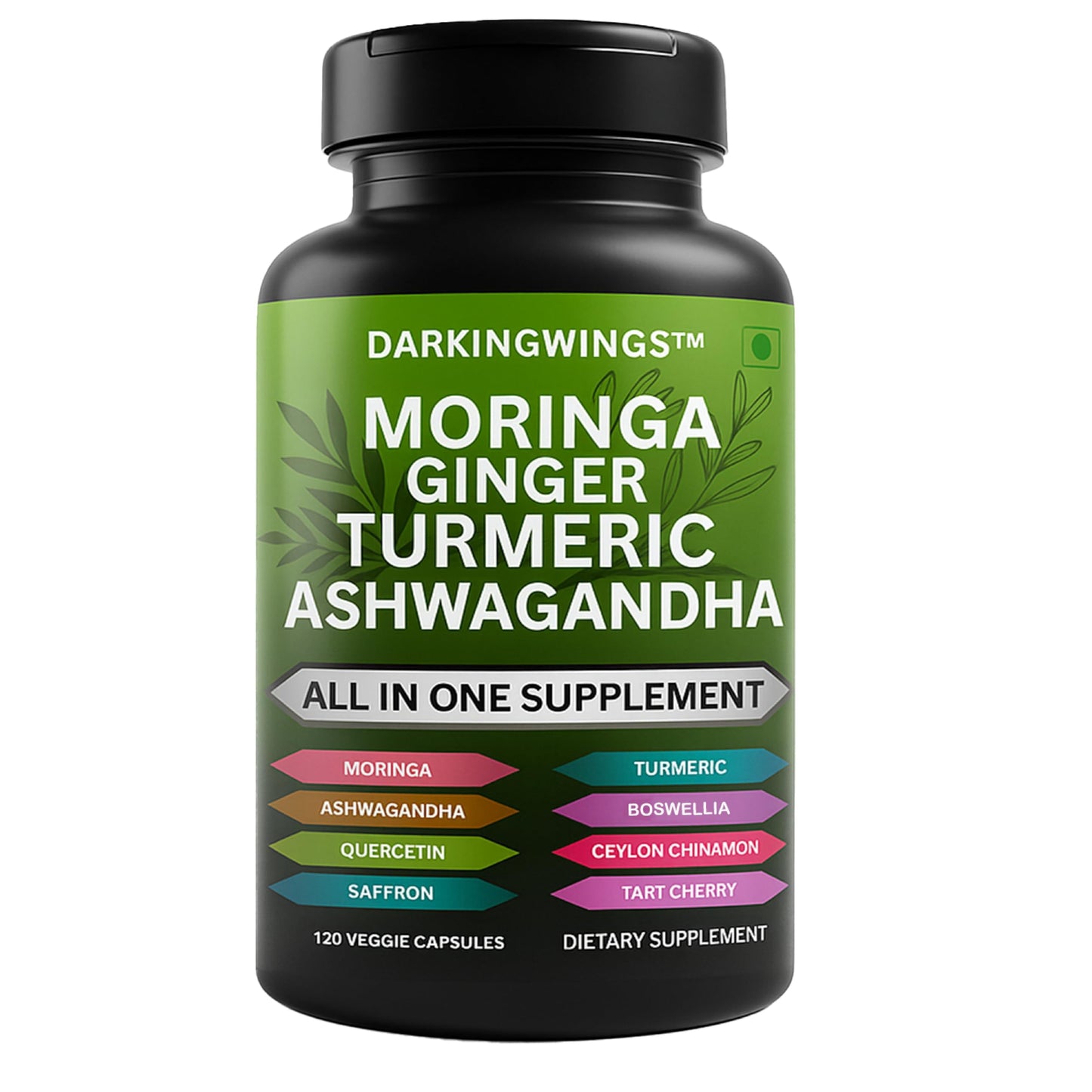 Darkingwings Turmeric Curcumin Moringa Ginger Boswellia Saffron Joint Support Capsule, 120 Count