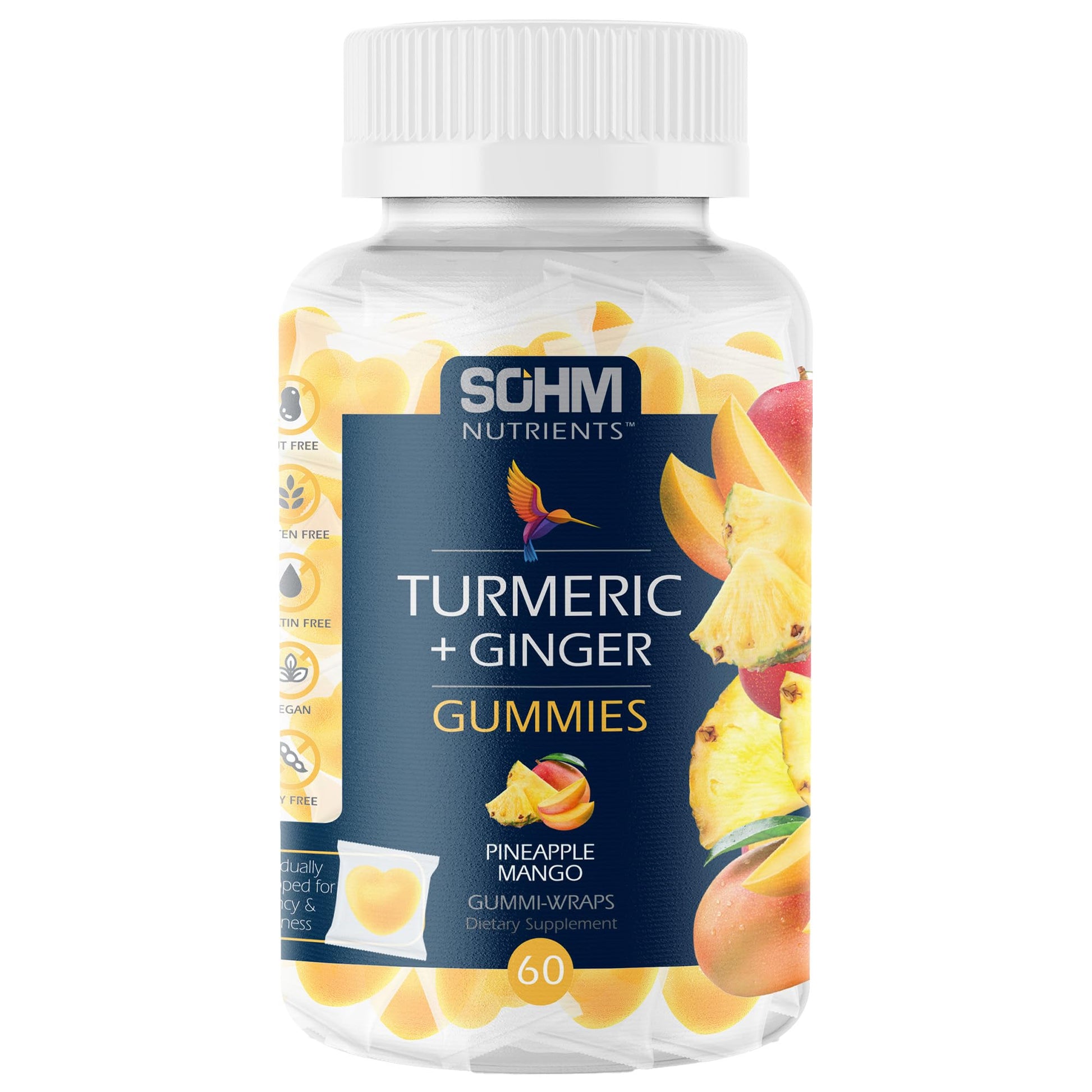 SOHM Turmeric Ginger Gummies for Joint Support, Skin Health & Daily Wellness, 60 Gummies