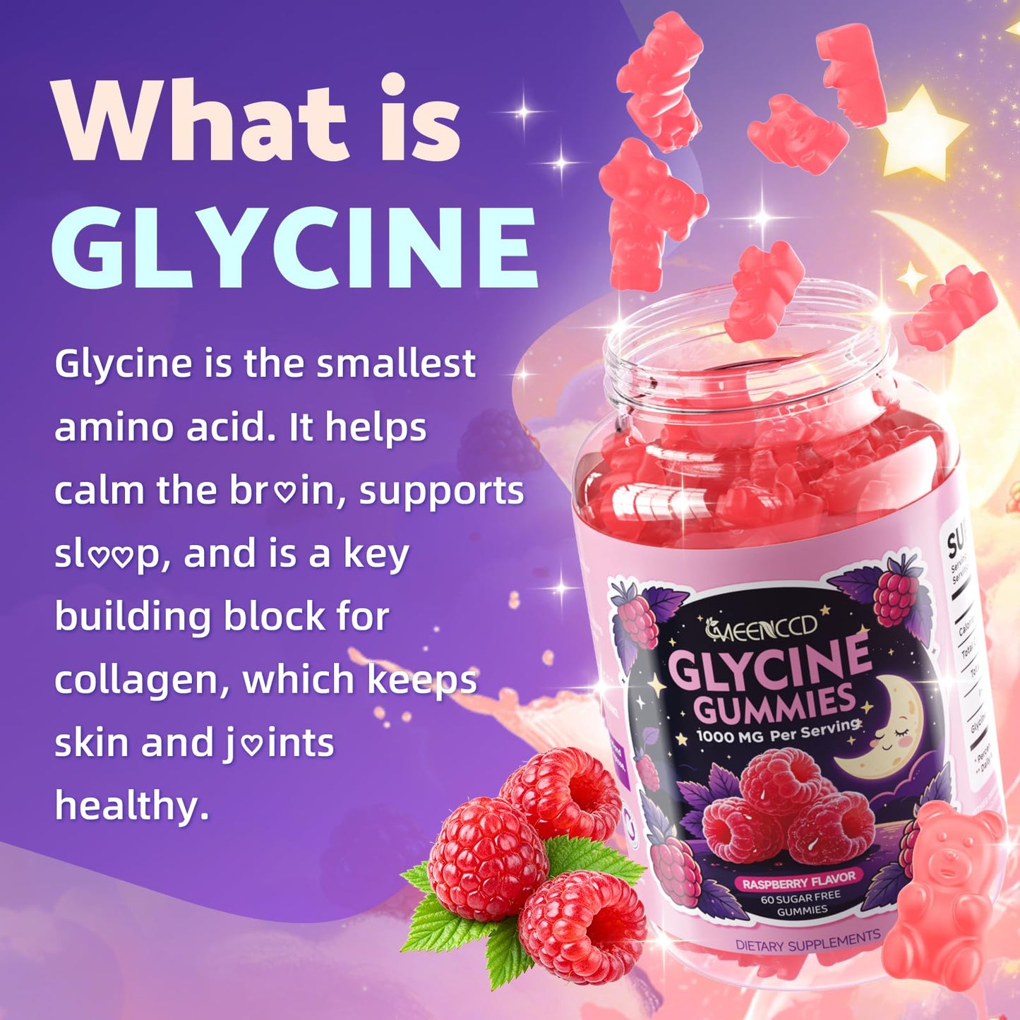 MEENCCD Glycine 1000mg Gummy 60 Count