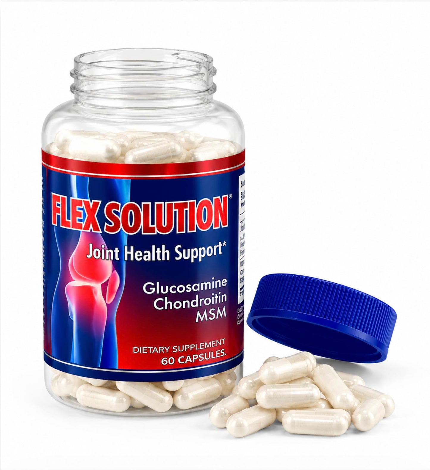 Generic Flex Solution Pain Muscle Joint Relief Bones Support Capsules 60