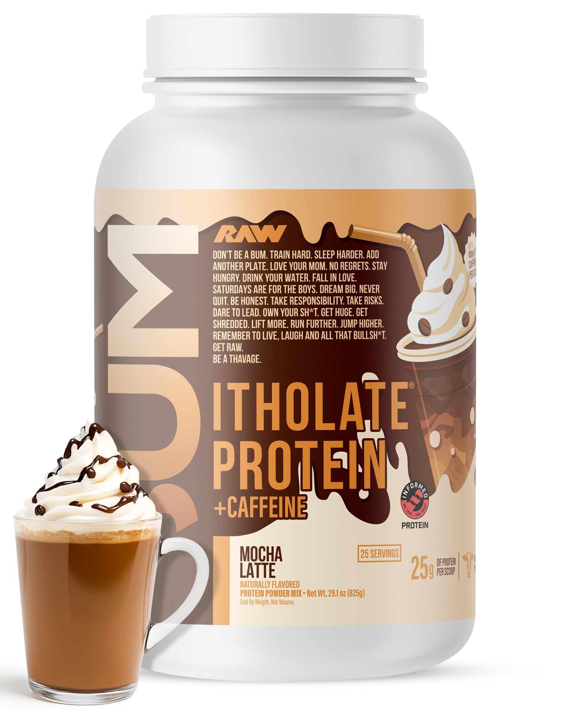 RAW Whey Isolate Protein Powder Mocha Latte 29.1 oz