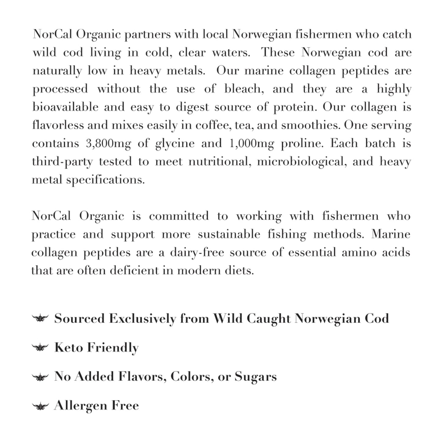 NorCal Organic Marine Collagen Peptides Powder, Skin Hair Nail & Joint, 12oz