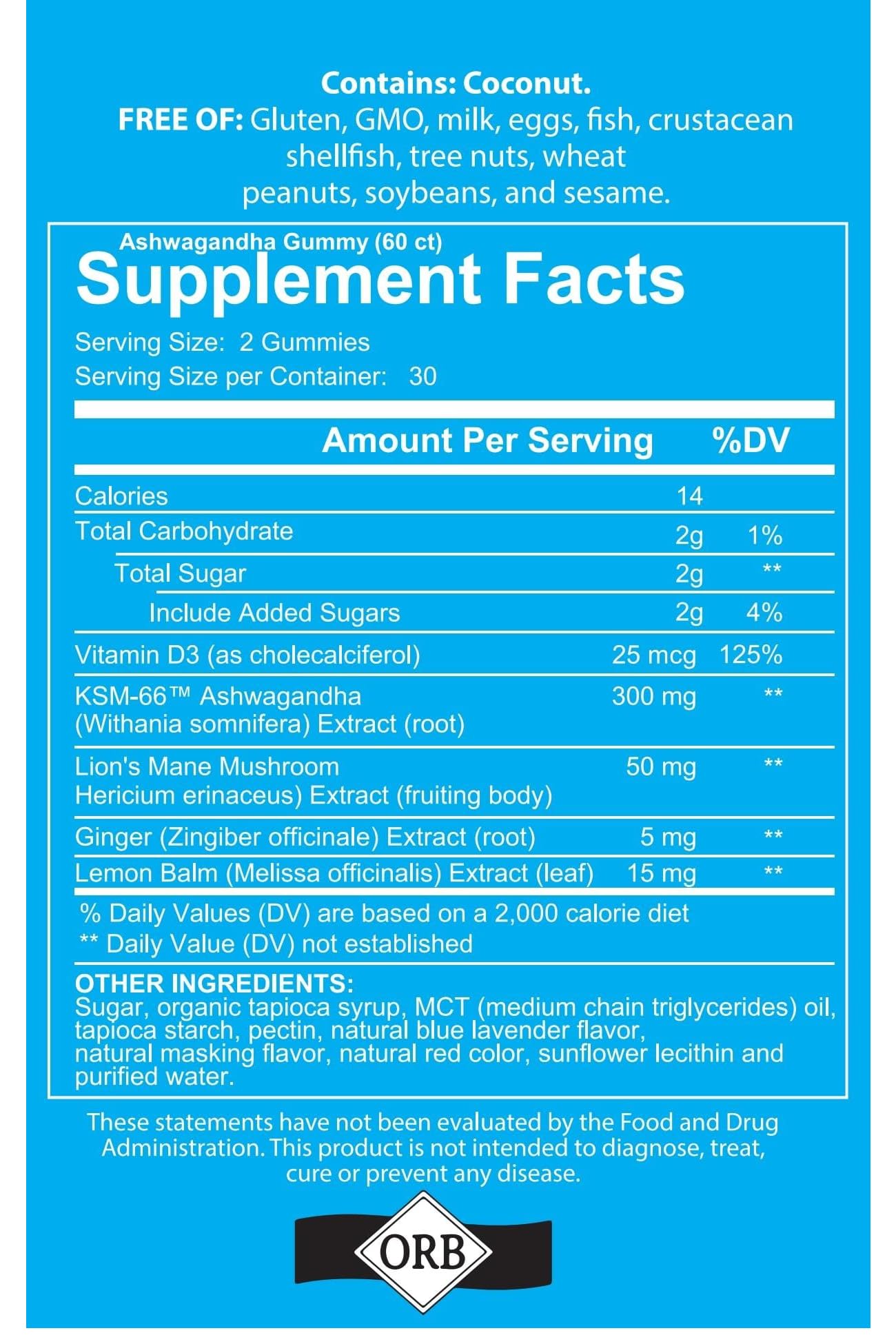 4 Your Wellness Ashwagandha KSM 66 Lions Mane Gummies, 60 Count