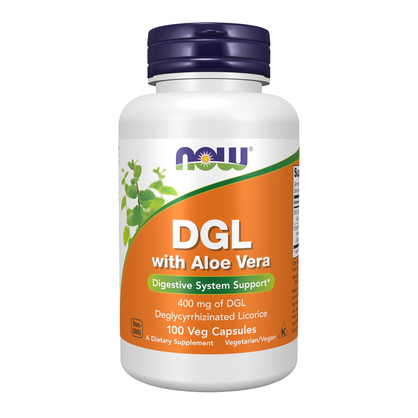 NOW Foods DGL with Aloe Vera (Deglycyrrhizinated Licorice) Dietary Supplement, Capsule, 100 Capsules