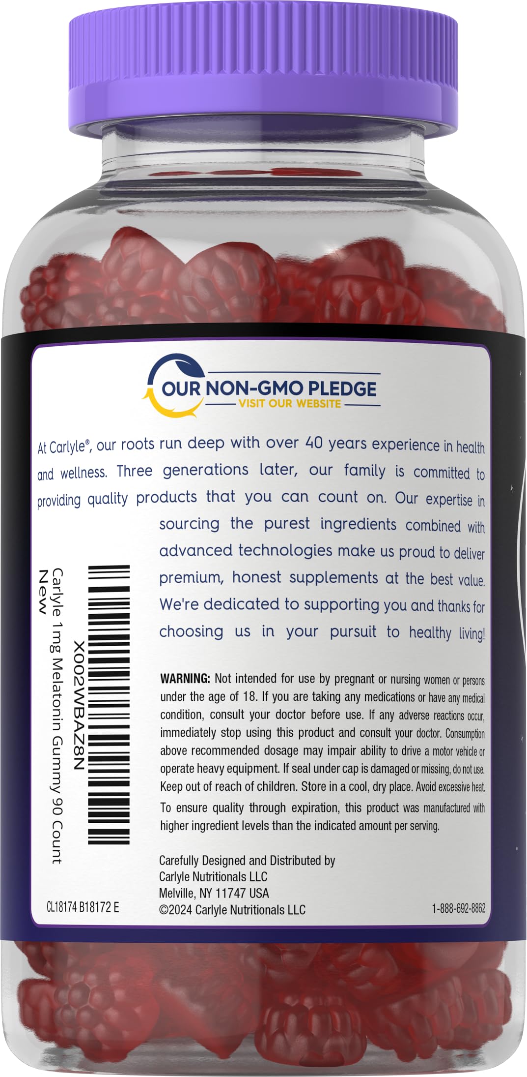 Carlyle Melatonin 1mg Gummies, 90 Count