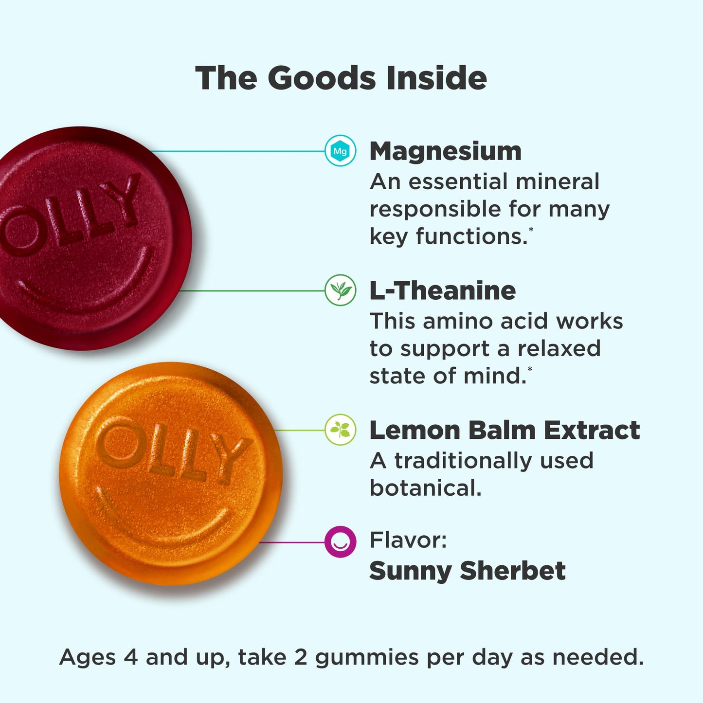 OLLY Kids Chillax Gummies L-Theanine Magnesium Lemon Balm Sleep Gummies 0.5mg Melatonin Chamomile, 100 Count